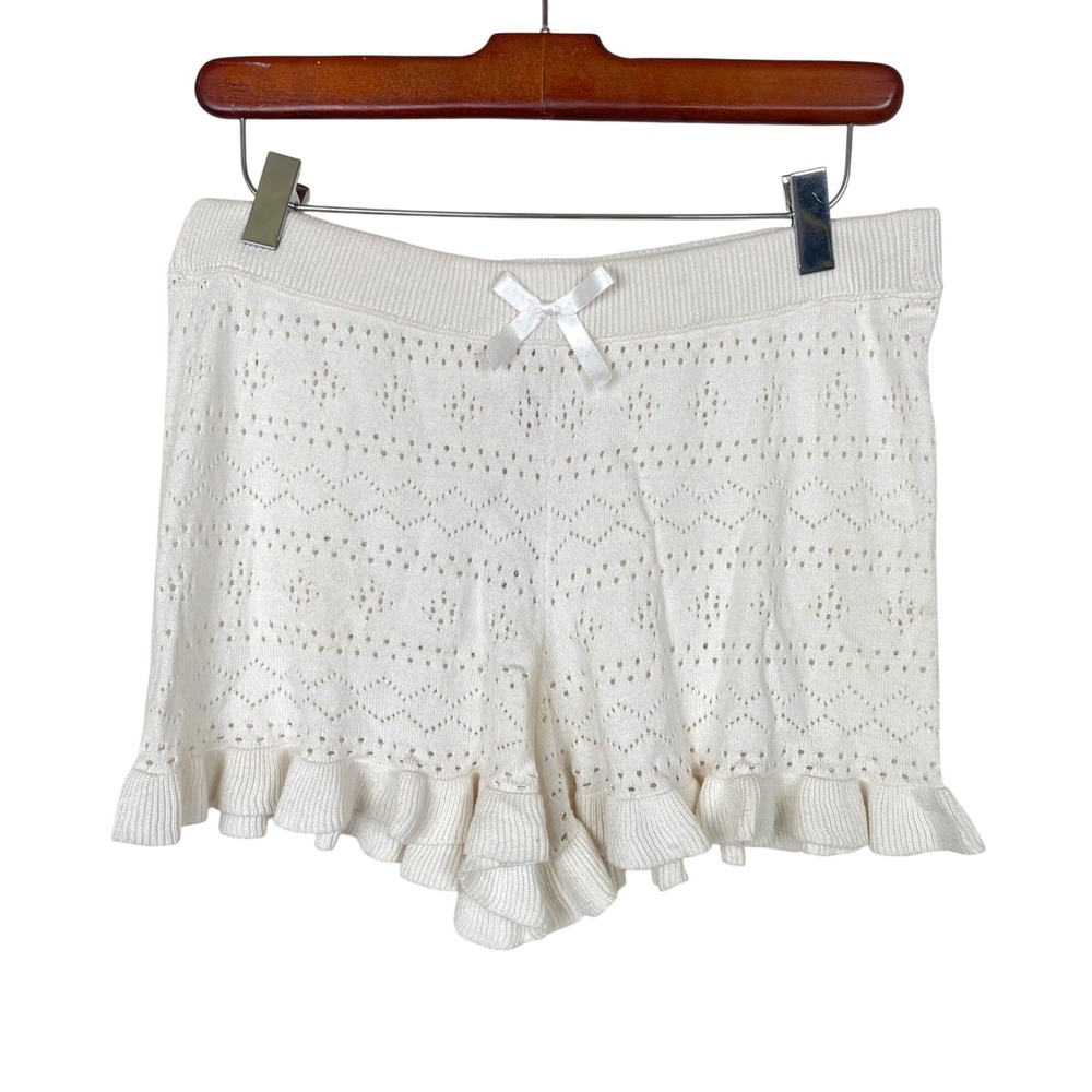 Anthropologie LyreBird Womens SHorts Sz M Lounge Cottage Ruffle Knit Bloomer